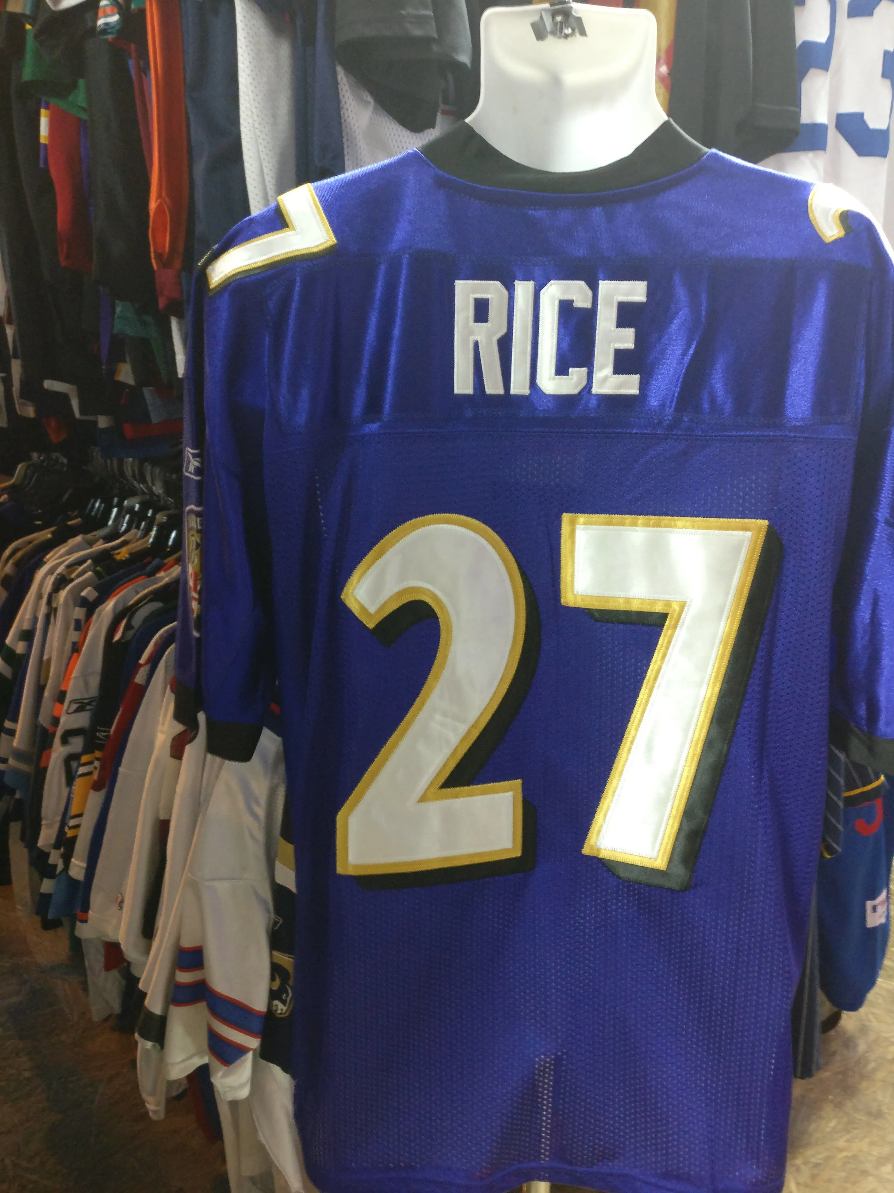 Vtg#27RAY RICE Baltimore Ravens NFL Reebok Authentic Jersey50Deadstock